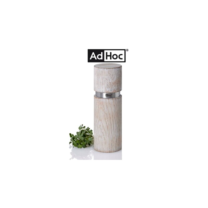AdHoc Salz- oder Pfeffermühle TEXTURA ANTIQUE aus sandgestrahltem Holz/Edelstahl- Weiß