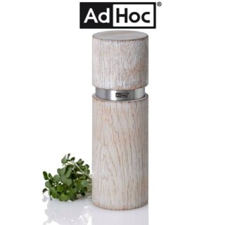 AdHoc Salz- oder Pfeffermühle TEXTURA ANTIQUE aus sandgestrahltem Holz/Edelstahl- Weiß