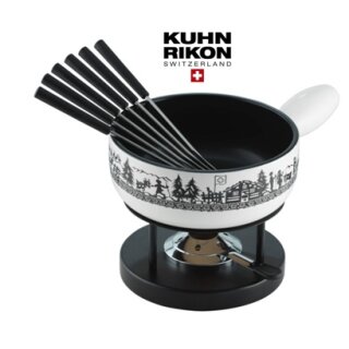 KUHN RIKON Caquelon Käse Fondue Set Induktion "Alpweide" Ø 23 cm