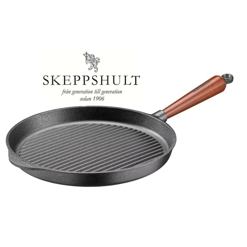 Skeppshult Gusseisen Grillpfanne  28 cm mit Walnussholzgriff