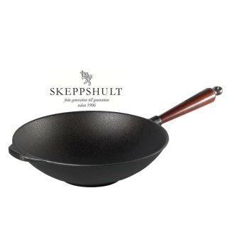 Skeppshult Gusseisen Wok Pfanne Ø 30 cm mit Walnussholzgriff