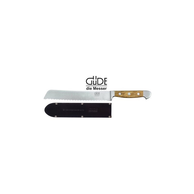 Güde Messer Brotmesser, Olive 21 cm & gratis Lederscheide