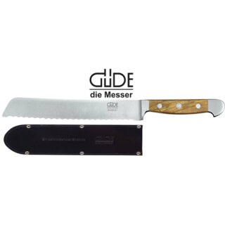 Güde Messer Brotmesser, Olive 21 cm & gratis Lederscheide