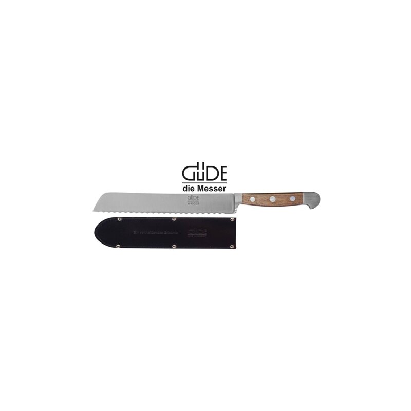 Gde Messer, Brotmesser, Walnuss 21 cm & gratis Lederscheide