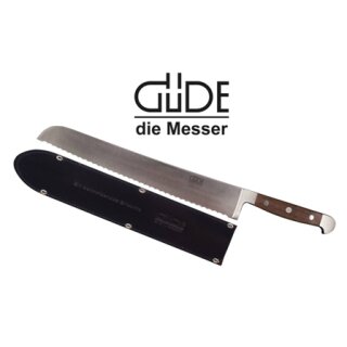 Güde Messer Brotmesser 32 cm aus Walnuss inkl. Güde Lederscheide