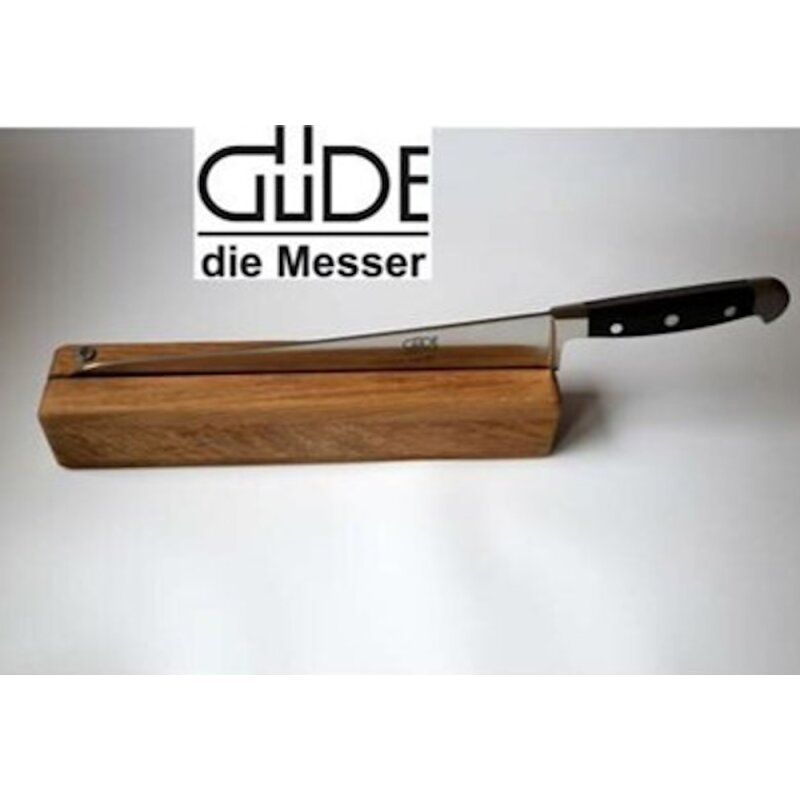 Gde Brotmesser Messer 32 cm, Serie Alpha mit Messerhalter/Messerblock aus Eiche