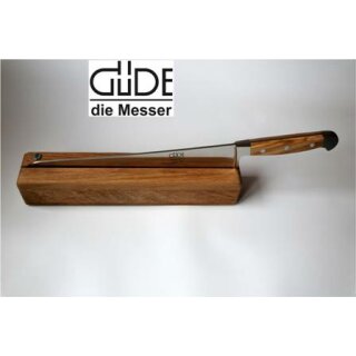 Güde Brotmesser Messer 32 cm Griff Olive mit Messerhalter aus Eiche