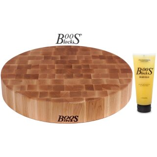 BOOS Blocks PREP BLOCKS Schneidebrett Ahorn Ø 46 x 7,5 cm + Pflegecreme #BB28