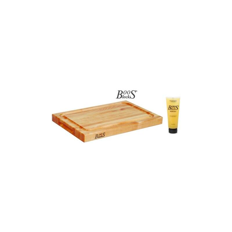 BOOS Blocks PRO CHEF GROOVE Schneidebrett Ahorn 46x31x4 cm + Pflegecreme #BB11