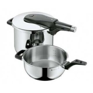 WMF Perfect Pro 6,5 l+3,0 l Schnellkochtopf + Dämpfeinsatz + Glasdeckel