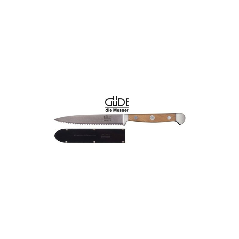 Gde Tomatenmesser geschmiedet 13 cm, Olive mit Messerscheide