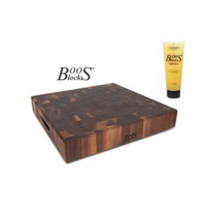 BOOS Blocks BLACK WALNUT Schneidebrett 46 x 46 x 7,5 cm + Pflegecreme - BB36