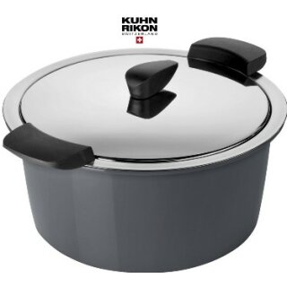 Kuhn Rikon HOTPAN Servier Kasserolle 3,0 L/Ø 22 cm in Grau - neue Farben