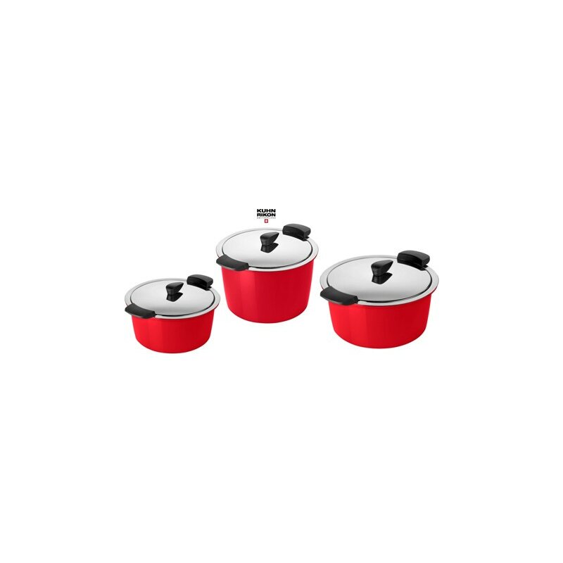 Kuhn Rikon HOTPAN Thermo + Energiespartopf Set 2,0 L, 3,0 L, 5,0 L in Rot - neue Farben