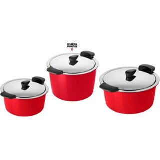 Kuhn Rikon HOTPAN Thermo+ Energiespartopf Set 2,0 L, 3,0 L, 5,0 L  Rot