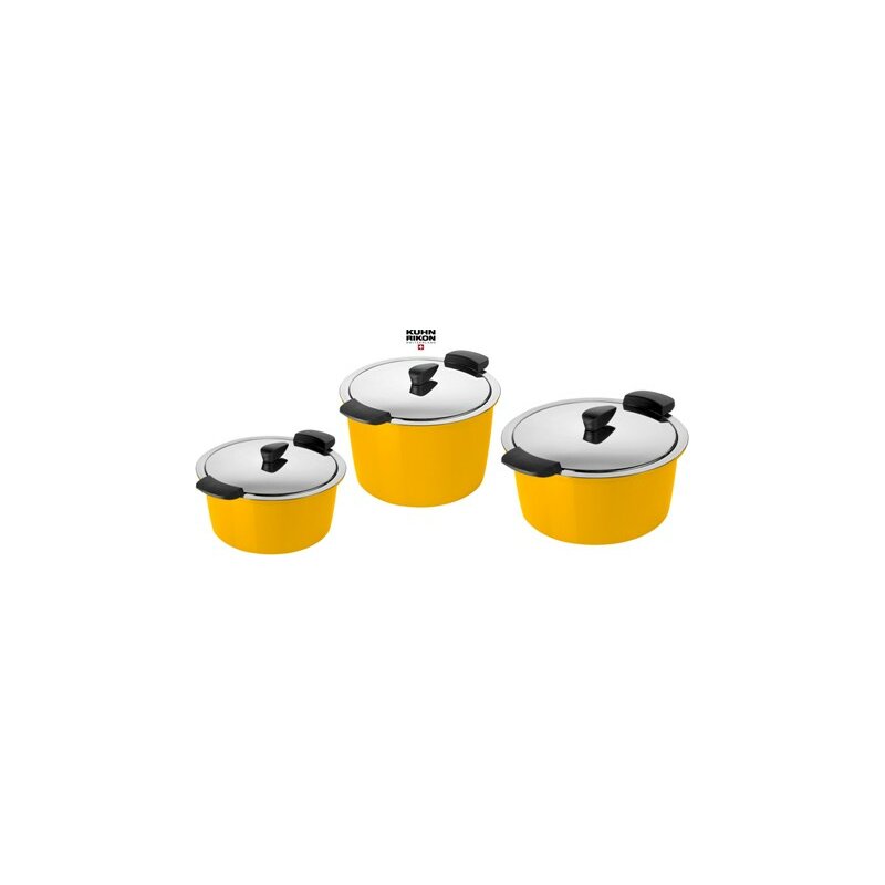 Kuhn Rikon HOTPAN Thermo + Energiespartopf Set 2,0 L, 3,0 L, 5,0 L in Gelb - neue Farben