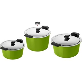 Kuhn Rikon HOTPAN Thermo+ Energiespartopf Set 2,0 L, 3,0 L, 5,0 L Grün