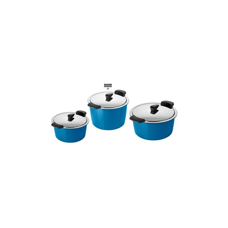 Kuhn Rikon HOTPAN Thermo + Energiespartopf Set 2,0 L, 3,0 L, 5,0 L in Blau - neue Farben