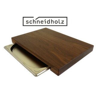 Schneidholz Gourmetbrett 420 x 300 x 40 Schwarznuss Massivholz