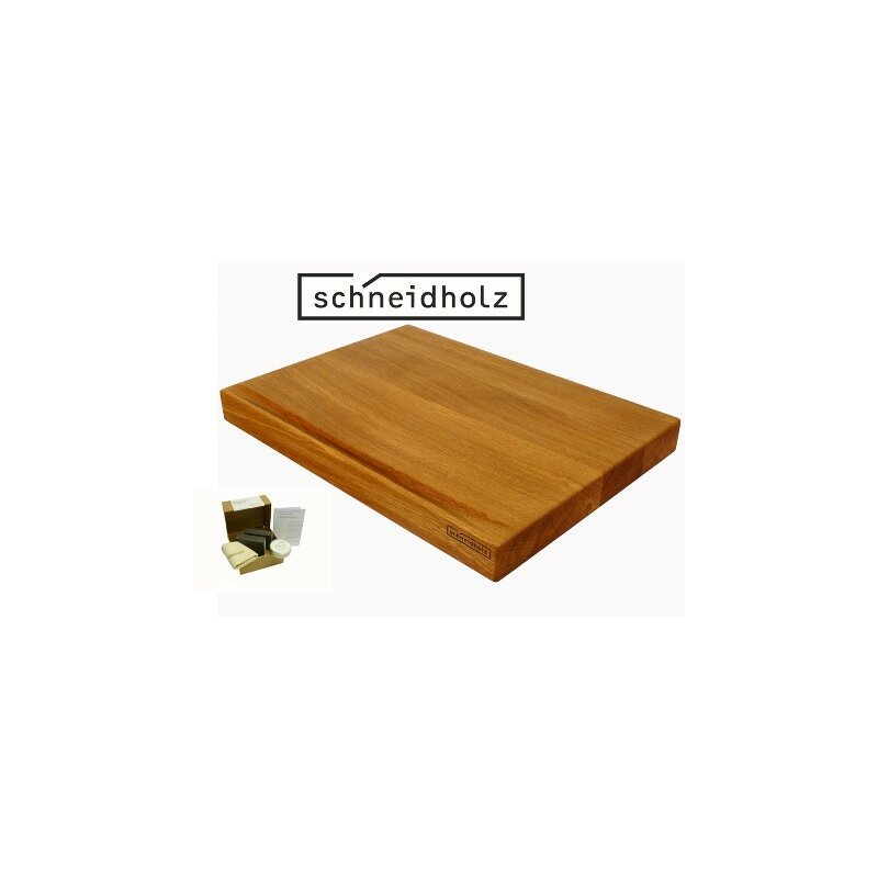 Schneidholz Prinzipal Schneidebrett aus Eiche  420 x 300 x 40 Massivholz mit gratis Pflegeset