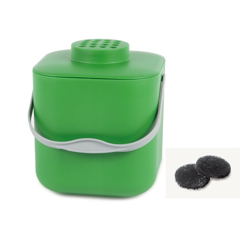 Stckli Komposteimer Pot mit Aktivkohlefilter in Grn 5 Liter + 2 Ersatzfilter